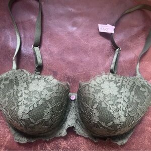 Victoria's Secret Green Lace Push-up Bra Intimates 32DDD NWT